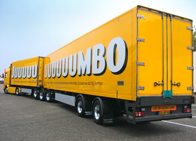 Logo design Jumbo Supermarkets on trucks