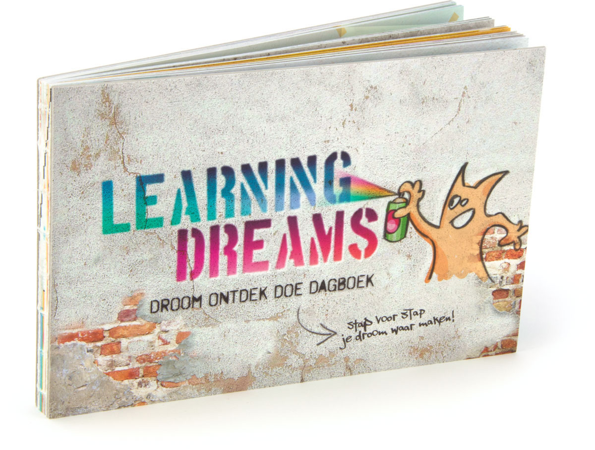 Omslagontwerp Learning Dreams Droom Ontdek Doe Dagboek jongeren editie