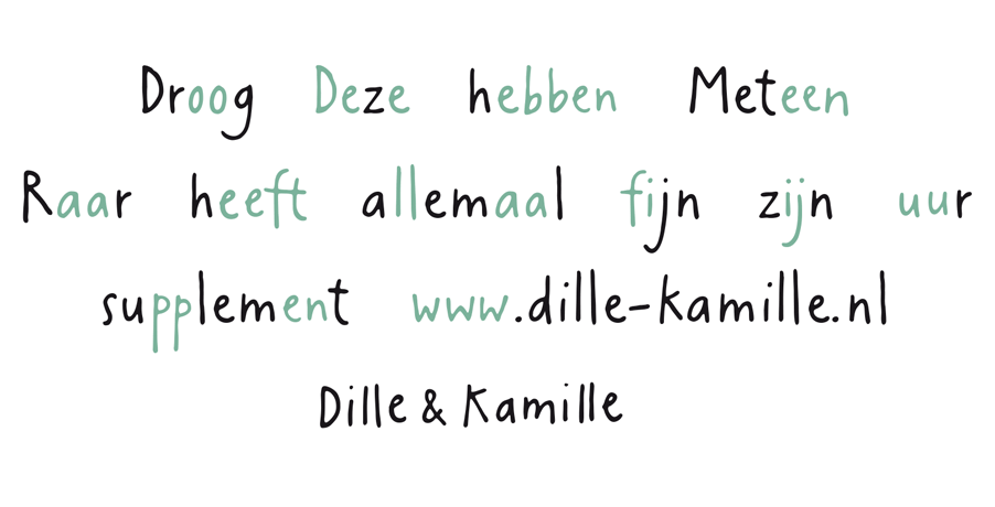 Custom handwriting font type deign for Dille & Kamille